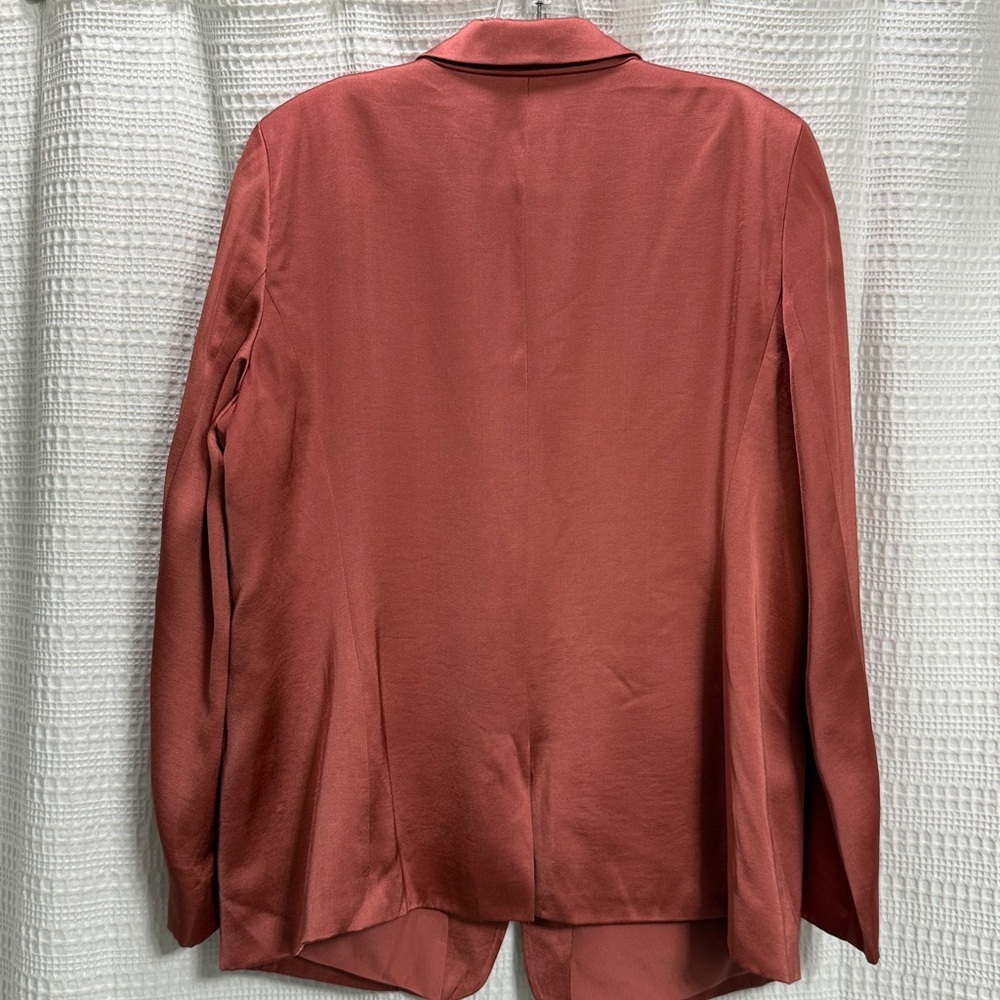LOFT Satin Coral/salmon Pink Women's Blazer SZ 16P petite holiday wedding luxury - Picture 5 of 10